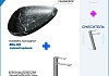 Раковина для ванной накладная Teymi Ellie 60 черный мрамор в комплекте смеситель высокий хром F12891 № 15