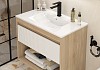 Тумба подвесная с раковиной для ванной 80 см Teymi Vitra корпус дуб фасад белый раковина Ritta 80 F16015 № 6