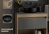 Тумба подвесная с раковиной для ванной 65 см Teymi Ritta корпус дуб фасад графит раковина Lina D31 черная матовая F15112