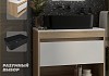 Тумба подвесная с раковиной для ванной 65 см Teymi Ritta корпус дуб фасад белый раковина Helmi Mini 48 черная матовая F15095