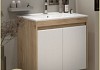 Тумба подвесная с раковиной для ванной 70 см Teymi Netta корпус дуб фасад белый раковина Ritta 70 F16021