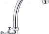 Кран на одну воду Cronwil CP333-41 с высоким изливом, керамическая кран-букса, крепление гайка, хром