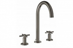 Превью фото Смеситель Grohe Atrio New двухвентильный для раковины на 3 отверстия, монтаж на бортик, темный графит матовый 20008AL3 № 1