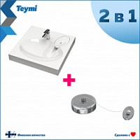 Превью фото Раковина над стиральной машиной Teymi Lori Pro 60х60, литьевой мрамор, веревка для сушки одежды в комплекте F10105 № 1