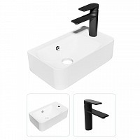 Превью фото Раковина подвесная для ванной Teymi Hanna 45 правая в комплекте смеситель черный матовый F07387 № 1