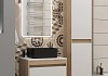 Тумба подвесная с раковиной для ванной 55 см Teymi Ritta корпус дуб фасад белый раковина Helmi Mini 40 черная матовая F15101 № 3