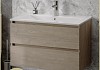 Тумба подвесная с раковиной для ванной 80 см Laina дуб светлый раковина Ritta 80 F16036