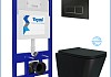 Инсталляция с унитазом комплект 5 в 1 Teymi унитаз подвесной безободковый Helmi Pro Vortex Black черный матовый кнопка черная / хром F16380 № 2