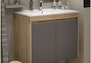 Тумба подвесная с раковиной для ванной 75 см Teymi Netta корпус дуб фасад графит раковина Ritta 75 F16024
