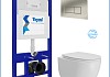 Инсталляция с унитазом комплект 5 в 1 Teymi унитаз подвесной безободковый Lori Vortex кнопка нержавеющая сталь F15790 № 2