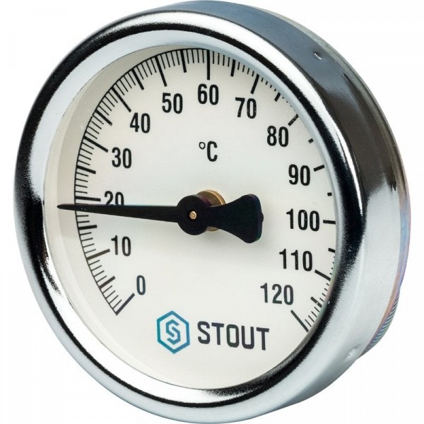 SIM-0004-630015 STOUT Термометр биметаллический накладной с пружиной. Корпус Dn 63 мм