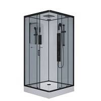 Превью фото Душевая кабина Niagara Premium NG-6902-01GQ BLACK (1000х1000х2100) низкий поддон тонированное стекло № 1