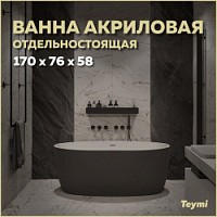 Превью фото Ванна акриловая 170x76 отдельностоящая Teymi Lina чёрная матовая T130104 № 1