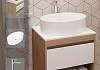 Тумба подвесная с раковиной для ванной 55 см Teymi Ritta корпус дуб фасад белый раковина Lori 50 смеситель хром F03556 № 16