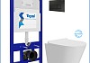 Инсталляция с унитазом комплект 5 в 1 Teymi унитаз подвесной безободковый Solli Pro Vortex кнопка черная F16305 № 2