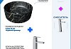 Раковина для ванной накладная Teymi Lina D41 черный мрамор в комплекте смеситель высокий хром F12783 № 15
