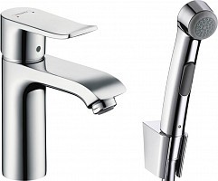 Превью фото Смеситель Hansgrohe Metris 31285000 для раковины с гигиеническим душем № 1
