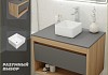 Тумба подвесная с раковиной для ванной 75 см Teymi Ritta корпус дуб фасад графит раковина Helmi Mini 24 F03403 № 16