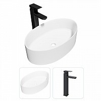 Превью фото Раковина накладная для ванной Teymi Lori 50 в комплекте смеситель высокий черный матовый F07300 № 1