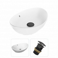 Превью фото Раковина накладная для ванной Teymi Lori 60 в комплекте донный клапан клик-клак с переливом черный F01559 № 1