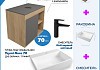Тумба подвесная с раковиной для ванной 70 см Teymi Nura корпус дуб фасад графит раковина Aina 56 смеситель черный матовый F10489 № 18