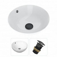 Превью фото Раковина накладная для ванной Teymi Lina kuppi D40 в комплекте донный клапан клик-клак с переливом черный F01560 № 1