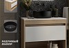 Тумба подвесная с раковиной для ванной 65 см Teymi Ritta корпус дуб фасад белый раковина Lina D31 черная матовая F15111