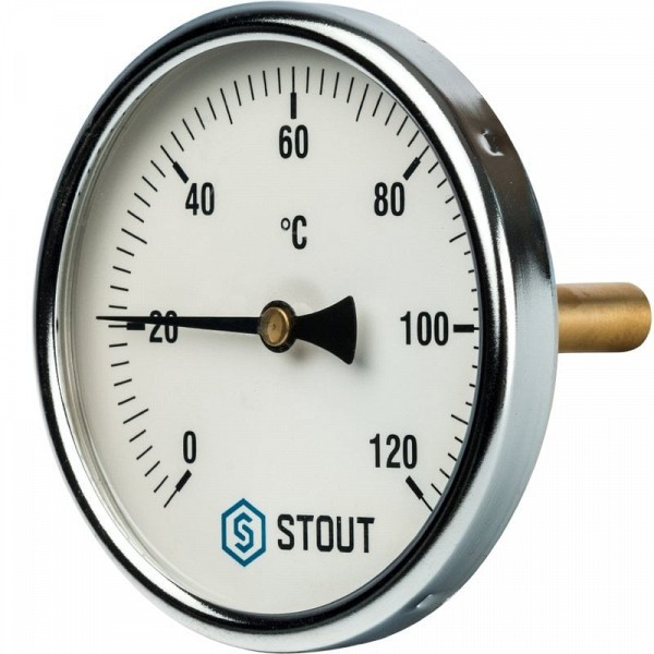 SIM-0001-107515 STOUT Термометр биметаллический с погружной гильзой. Корпус Dn 100 мм, гильза 75 мм 1/2"