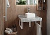 Столешница керамогранитная 60 см серый мрамор с раковиной Teymi Helmi Mini 24 кронштейны 2 шт. белые в комплекте F14073 № 3