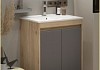 Тумба подвесная с раковиной для ванной 60 см Teymi Netta корпус дуб фасад графит раковина Ritta 60 F16020