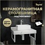 Столешница под раковину керамогранитная 60 см Teymi Helmi цвет белый мрамор T150106