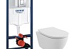 Комплект 7 в 1 инсталляция Grohe Rapid SL унитаз подвесной безободковый Teymi Lina PP кнопка хром F18322 № 16