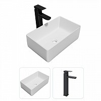 Превью фото Раковина накладная для ванной Teymi Helmi Mini 38 в комплекте смеситель высокий черный матовый F07292 № 1
