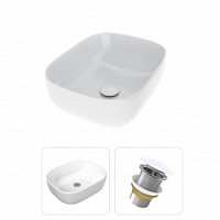 Превью фото Раковина накладная для ванной Teymi Solli 50 в комплекте донный клапан клик-клак без перелива белый F01582 № 1