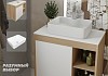 Тумба подвесная с раковиной для ванной 80 см Teymi Nura корпус дуб фасад белый раковина Helmi S 48 F13221 № 16