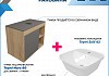 Тумба подвесная с раковиной для ванной 80 см Teymi Nura корпус дуб фасад графит раковина Solli 43 F13220 № 2
