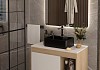 Тумба подвесная с раковиной для ванной 80 см Teymi Nura корпус дуб фасад белый раковина Helmi Mini 41 черная матовая F15163 № 3