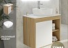 Тумба подвесная с раковиной для ванной 70 см Teymi Nura корпус дуб фасад белый раковина Solli 40 F03498