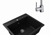 Мойка для кухни Teymi Helmi 57х50 черная матовая в комплекте смеситель для кухни Helmi хром F01512