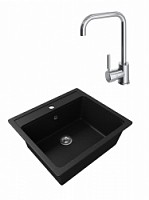 Превью фото Мойка для кухни Teymi Helmi 57х50 черная матовая в комплекте смеситель для кухни Helmi хром F01512 № 1