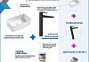 Раковина накладная для ванной Teymi Helmi Mini 38 в комплекте смеситель высокий черный матовый и донный клапан клик-клак без перелива белый F07847 № 2