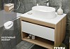 Тумба подвесная с раковиной для ванной 75 см Teymi Ritta корпус дуб фасад белый раковина Iva 46 F03400