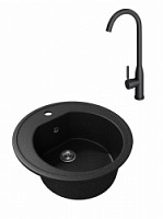 Превью фото Мойка для кухни Teymi Lina D51 круглая черная матовая в комплекте смеситель для кухни Lina черный матовый F01541 № 1