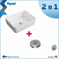 Превью фото Раковина Teymi Helmi 50 накладная, белая, веревка для сушки одежды в комплекте F10092 № 1