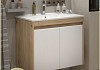 Тумба подвесная с раковиной для ванной 75 см Teymi Netta корпус дуб фасад белый раковина Ritta 75 F16023