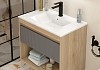 Тумба подвесная с раковиной для ванной 75 см Teymi Vitra корпус дуб фасад графит раковина Ritta 75 F16014 № 6