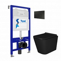 Превью фото Комплект Teymi "Готовое решение": Инсталляция Aina 52 + клавиша смыва Lina черная + подвесной унитаз с микролифтом Helmi черный + крепеж T70792 № 1