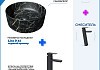 Раковина для ванной накладная Teymi Lina D41 черный мрамор в комплекте смеситель высокий черный матовый F12821 № 15