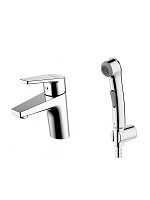 Превью фото Смеситель на раковину Bravat LINE низкий с гигиеническим душем F15299C-2 № 1