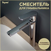 Превью фото Смеситель для раковины высокий хром Teymi Kati T10216 № 1
